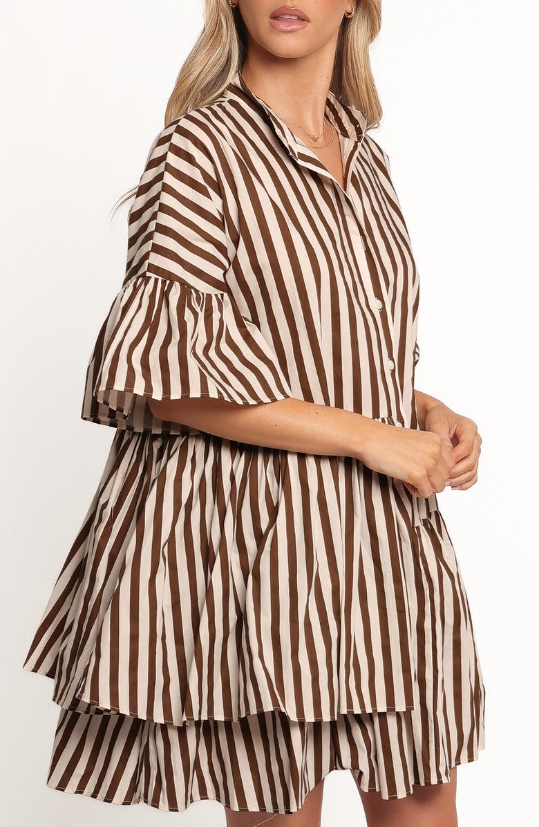 Petal & Pup Jacqueline Stripe Cotton Shirtdress, Alternate, color, Chocolate