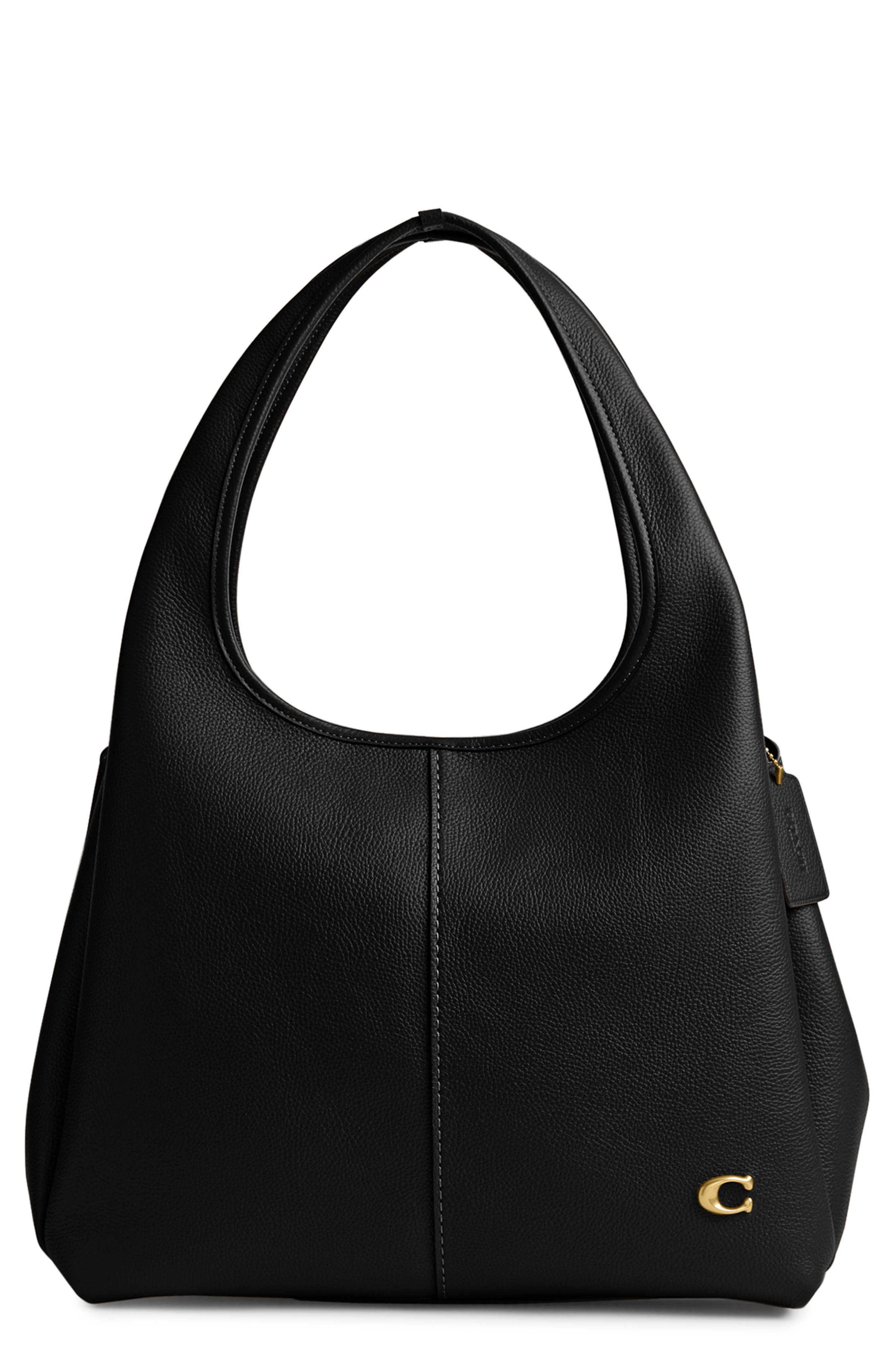 COACH Lana Polished Pebble Leather Shoulder Bag, Main, color, Black