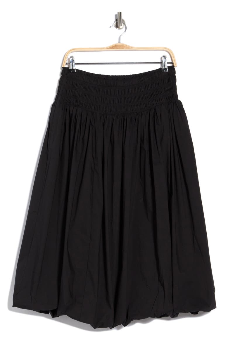 Smocked Waist Bubble Hem Pull-On Skirt, Alternate, color, BLACK