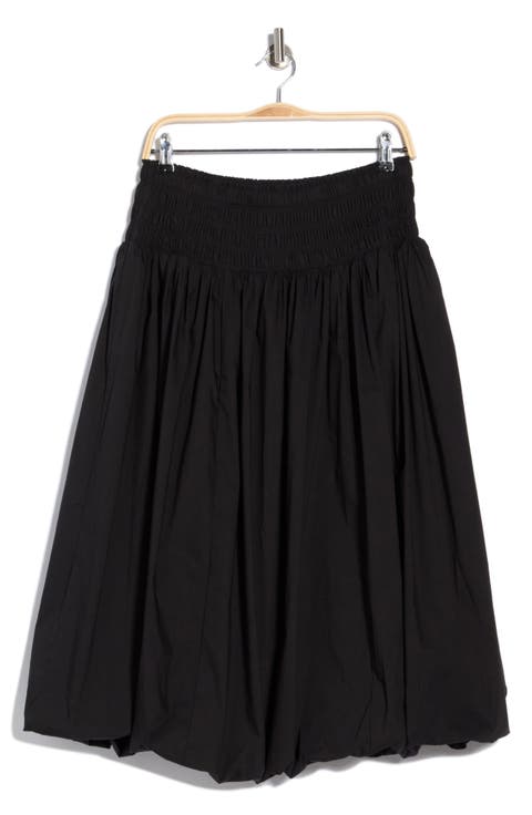 Smocked Waist Bubble Hem Pull-On Skirt