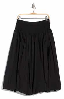 Smocked Waist Bubble Hem Pull-On Skirt