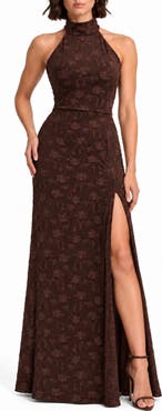 BY DESIGN Mock Neck Sleeveless Velvet Maxi Dress