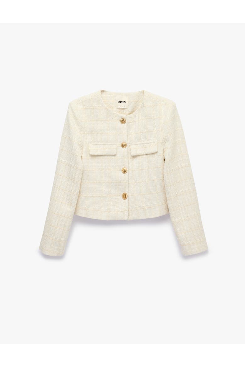 Checked Tweed Jacket, Alternate, color, ECRU