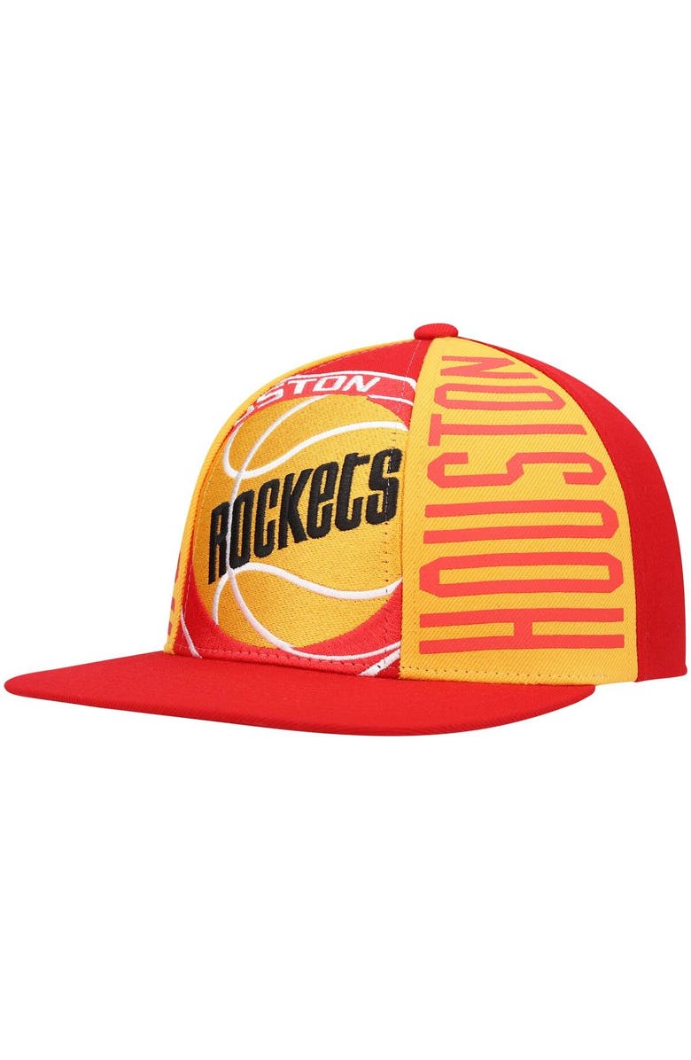 Mitchell & Ness Men's Mitchell & Ness Red Houston Rockets Hardwood Classics Big Face Callout Snapback Hat, Main, color, 