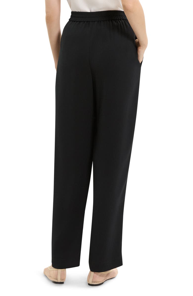 Theory Pull-On Satin Pants, Alternate, color, Black