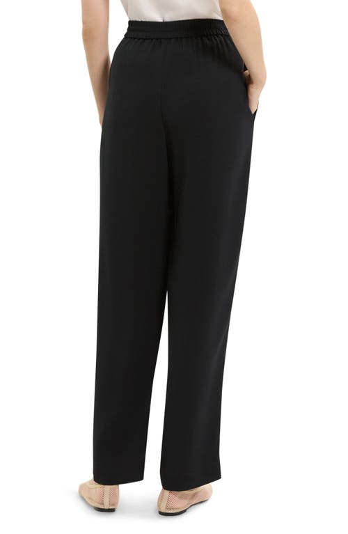 Theory Black Pants With Elastic Drawstring Waist And Pences On The Front In Tech Fabric Woman