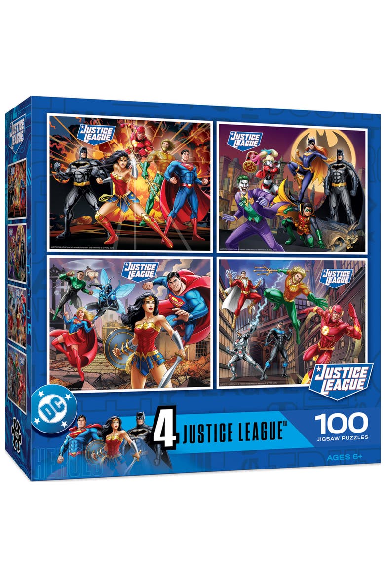 Justice League 100pc Puzzles 4-Pack, Main, color, Multicolor