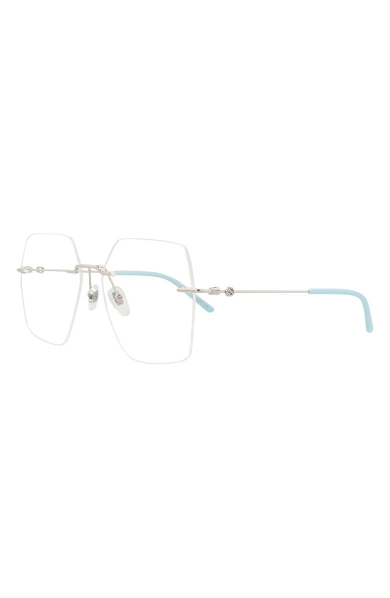 Gucci 55mm Square Optical Glasses, Alternate, color, Silver Silver Transparent
