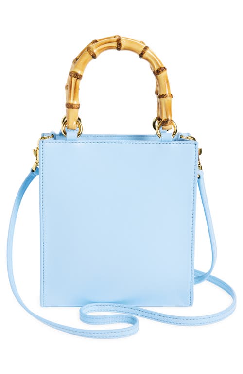 Veronica Beard Small Bamboo Handle Leather Shopper In Light Blue