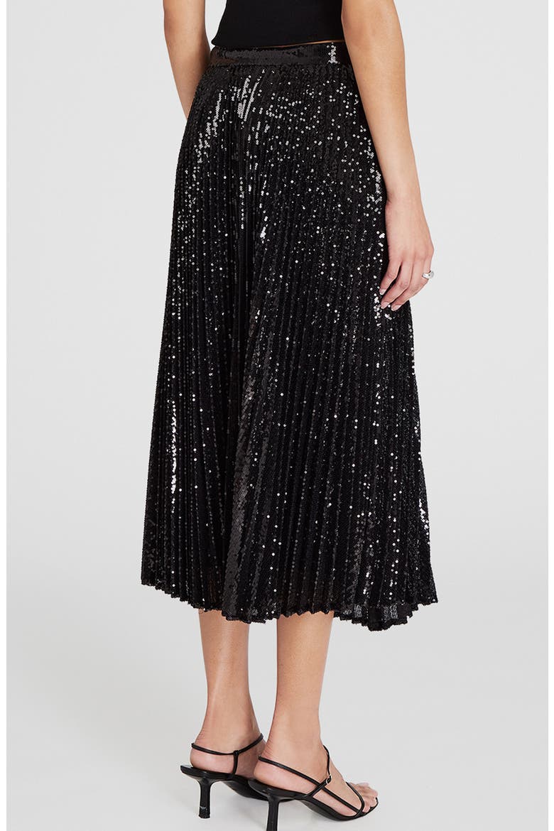 Sequin Pleated Midi Skirt, Alternate, color, BLACK