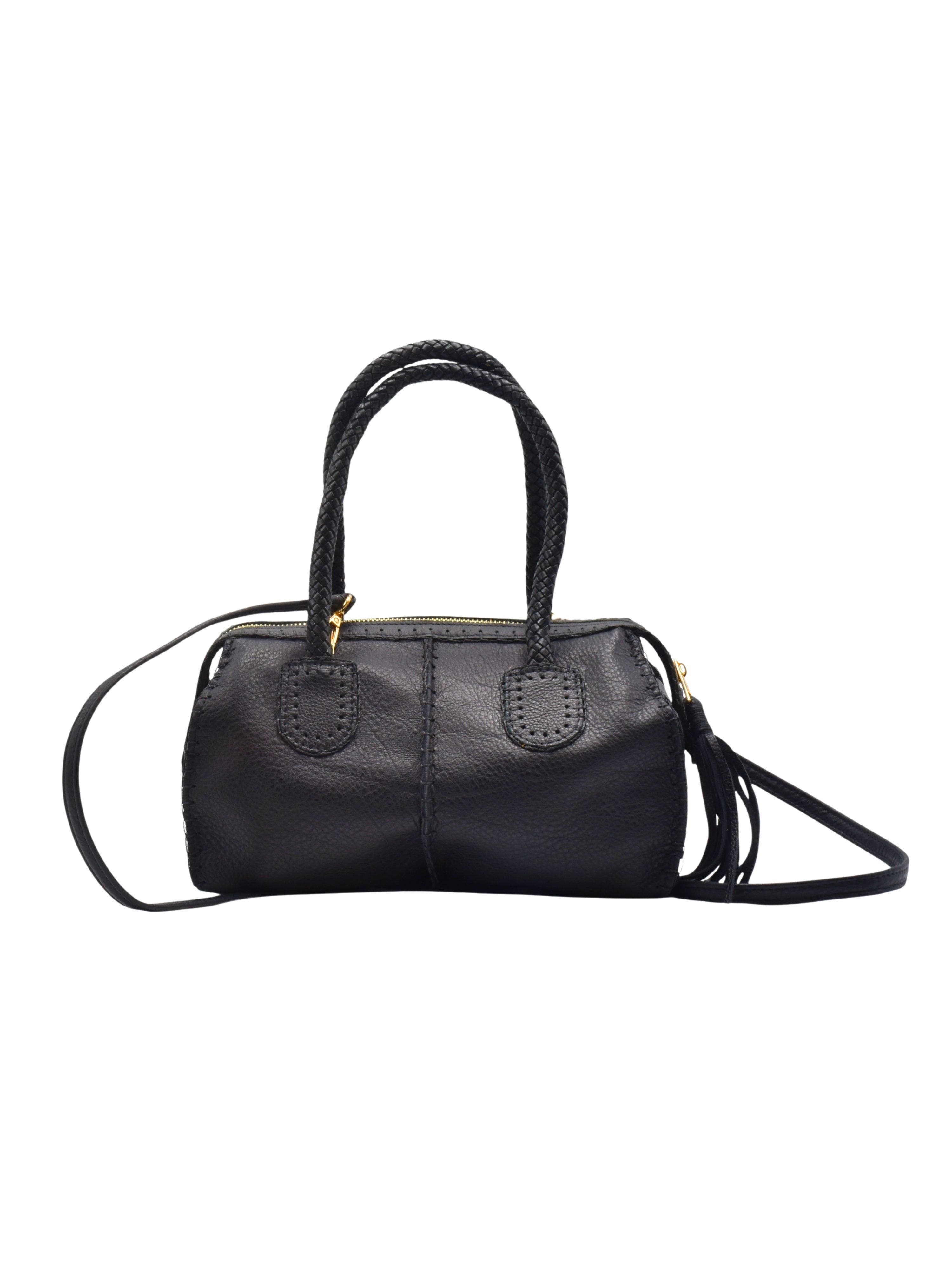 Carlos Falchi Mini Barrel Leather Bag CF278, Main, color, 