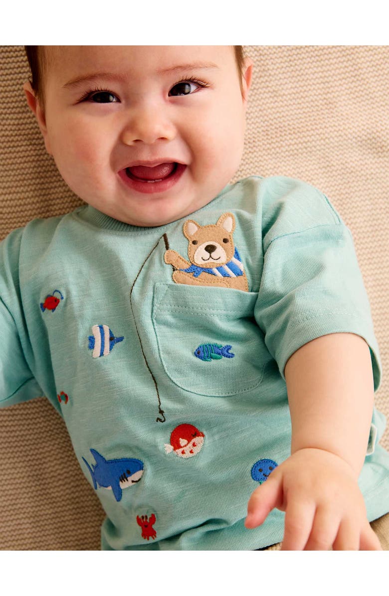 Purebaby Catching a Shark Tee & Short Set, Alternate, color, Mint