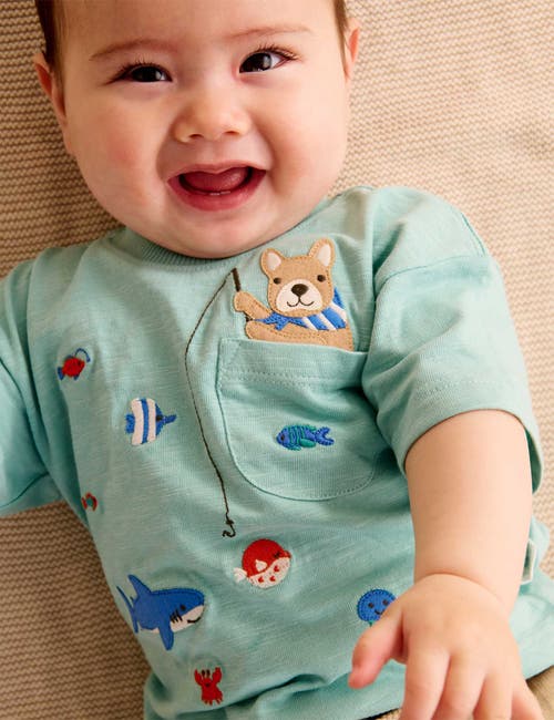 Purebaby Catching A Shark Tee & Short Set In Green