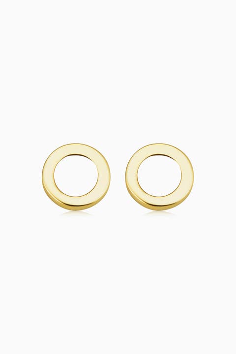 14K Yellow Gold Full Circle Studs