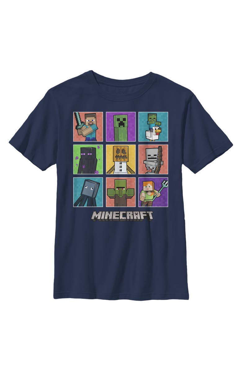 MINECRAFT Boy's Minecraft Character Boxes Graphic T-Shirt, Main, color, Navy Blue