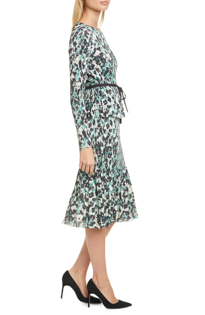 BOSS Etalisa Long Sleeve Jersey Plissé Dress, Alternate, color, 