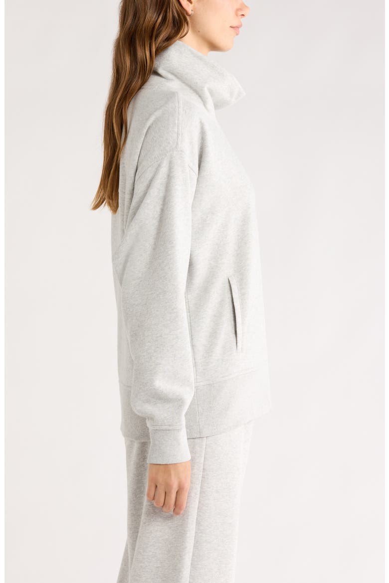 Ultracozy Fleece Funnel Neck Top, Alternate, color, GREY LIGHT HEATHER