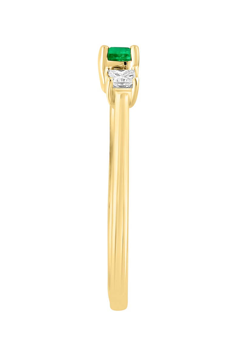 14K Yellow Gold Diamond & Emerald Ring, Alternate, color, GREEN