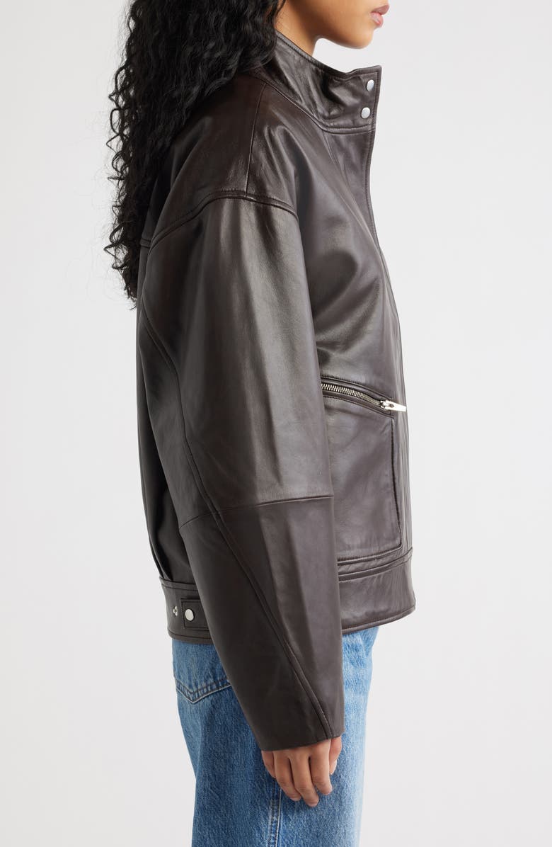 Reformation Veda Harrison Leather Jacket, Alternate, color, Cocoa