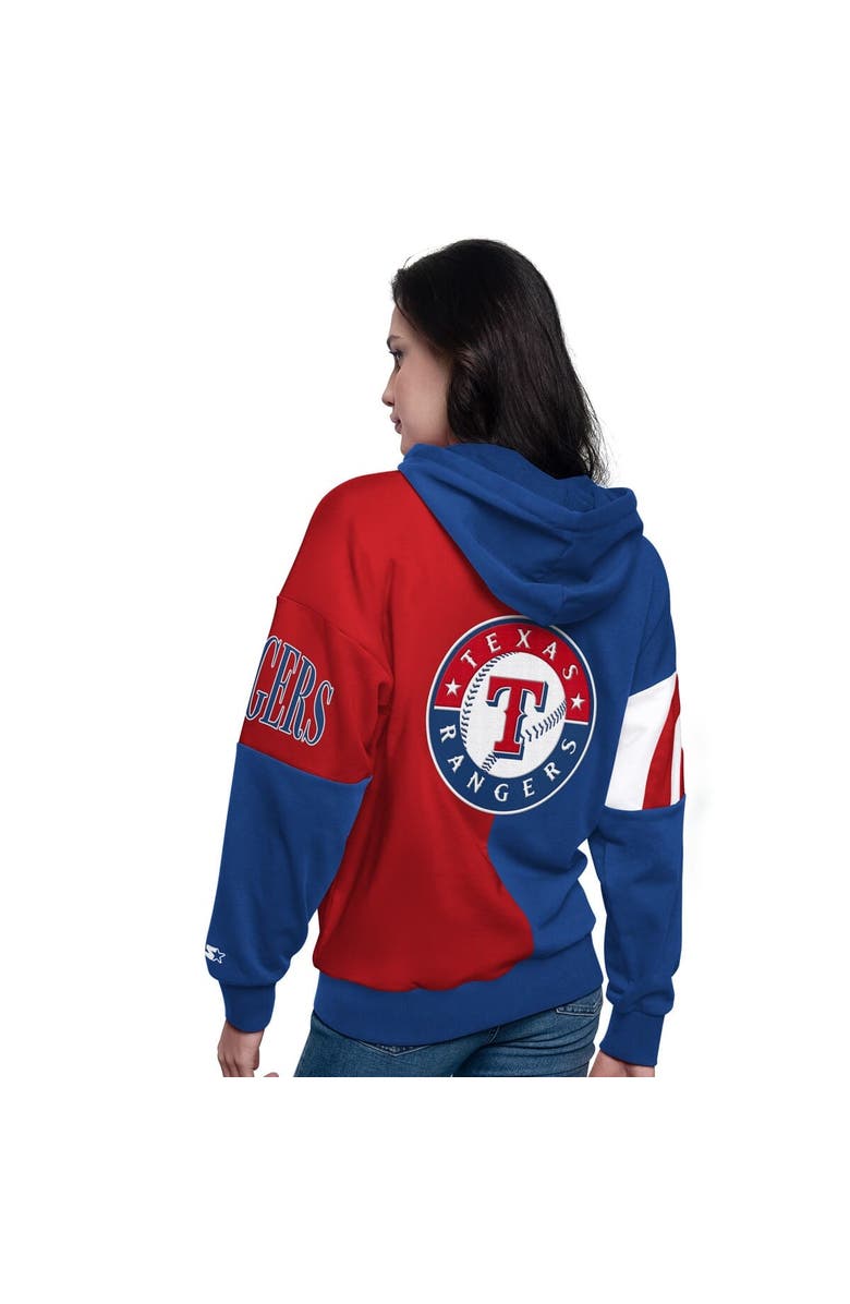 STARTER Women's Starter Royal/Red Texas Rangers Curve Ball Full Zip Hoodie Sweatshirt, Alternate, color, Royal