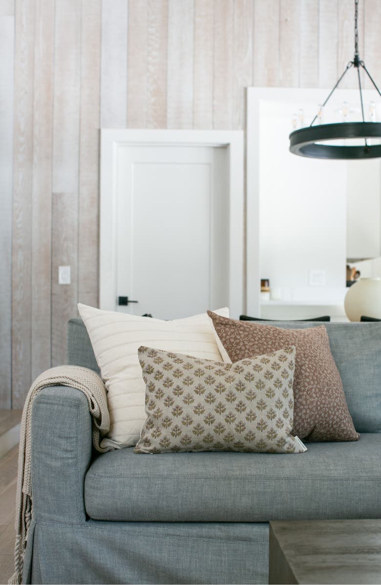 Linen & James Blake Dusty Rose Floral Handblock Pillow Cover, Alternate, color, Dusty Rose