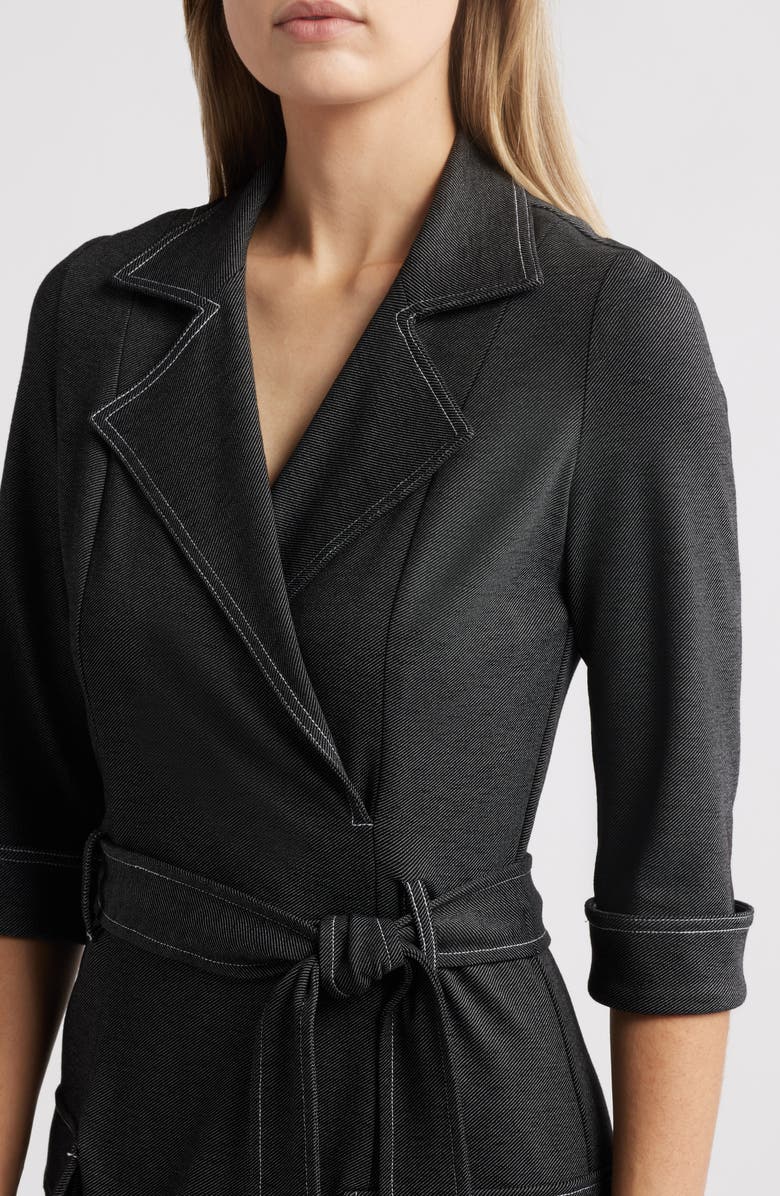 Black Halo Iria Tie Belt Denim Sheath Dress, Alternate, color,