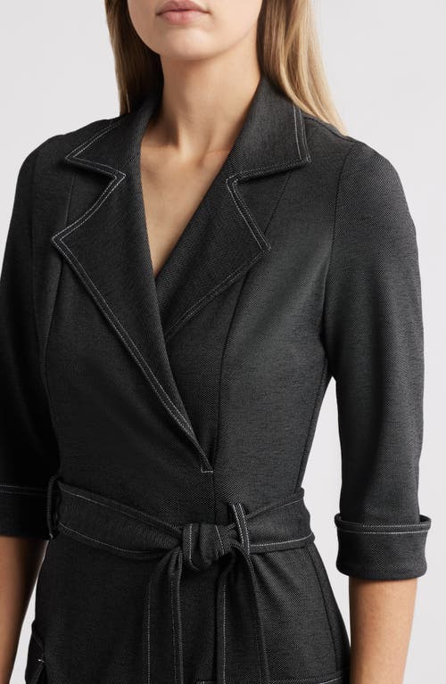 Black Halo Iria Tie Belt Denim Sheath Dress In Denim Daze
