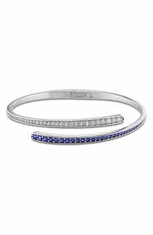 Sterling Silver Lab Created Sapphire Crossover Bangle Bracelet