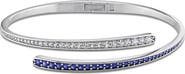 DELMAR Sterling Silver Lab Created Sapphire Crossover Bangle Bracelet