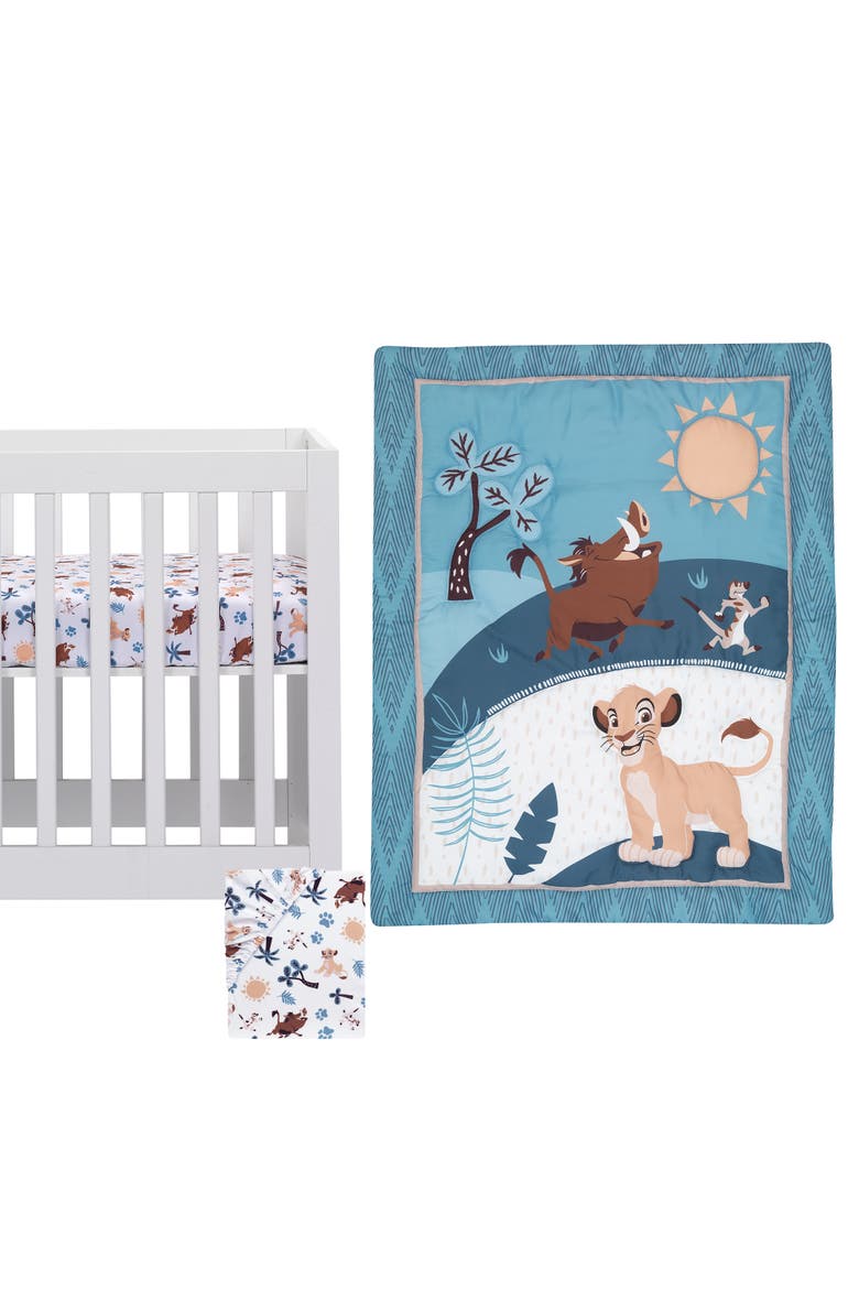 Disney Baby Lion King Adventure 3-Piece Mini Crib Bedding Set, Main, color, Blue