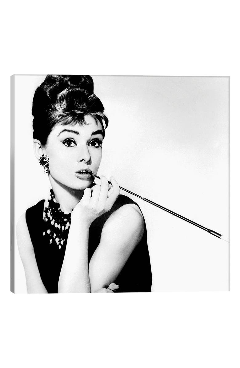 iCanvas Audrey Hepburn Smoking by Radio Days Giclée Print Canvas Art, Main, color, 
