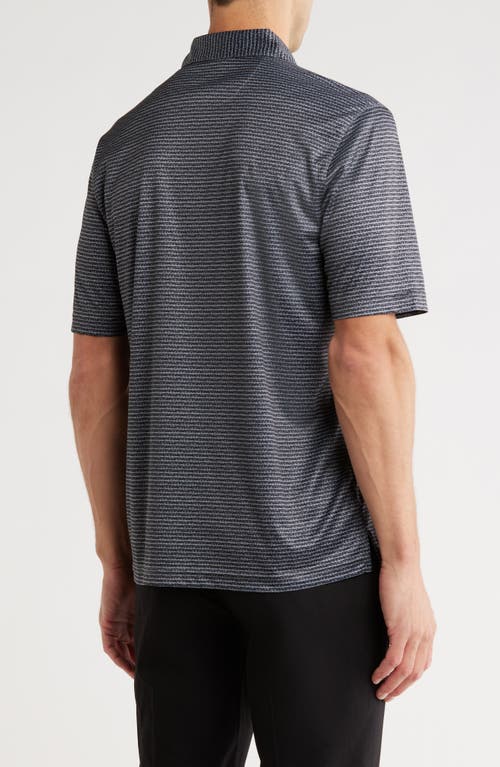 Greg Norman Fin Stripe Print Golf Polo In Black