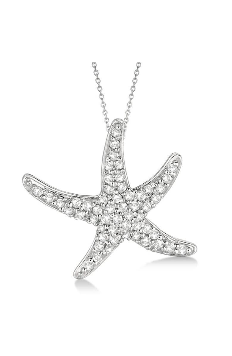 ALLUREZ Diamond Starfish Pendant Necklace 14k, Main, color, White