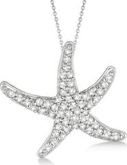 ALLUREZ Natural Diamond Starfish Pendant Necklace 14k