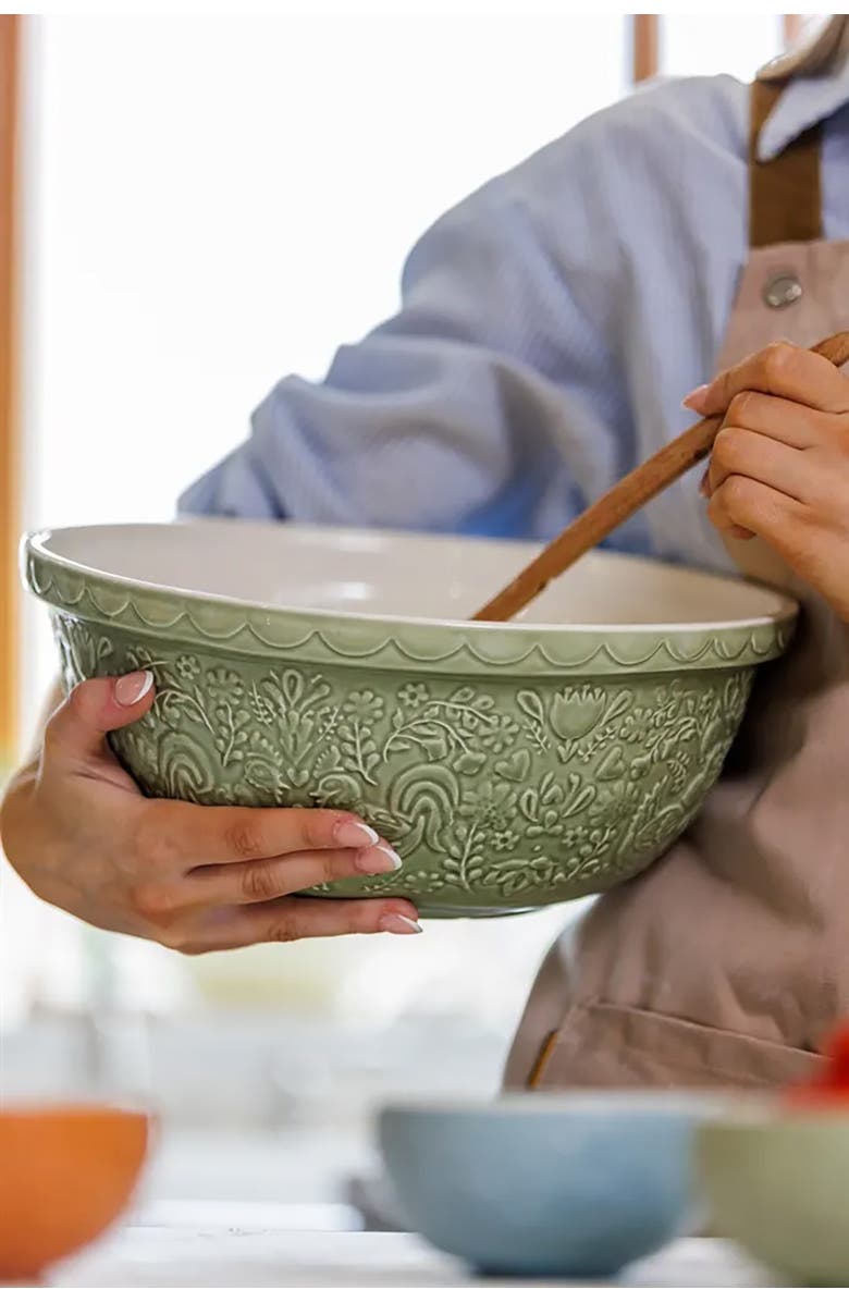 MASON CASH Home to Roost Size 12 Mixing Bowl, 4.25 Quart, Alternate, color, Green