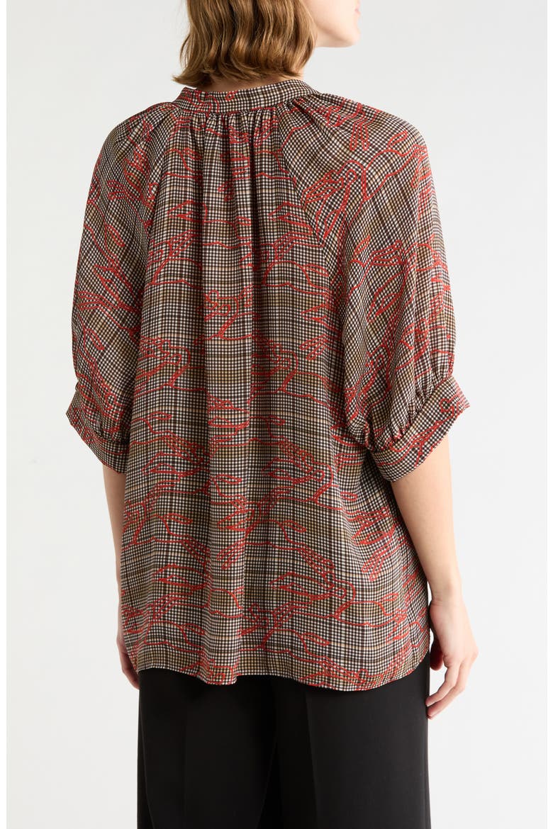 V-Neck Check Top, Alternate, color, EBONY/ RED