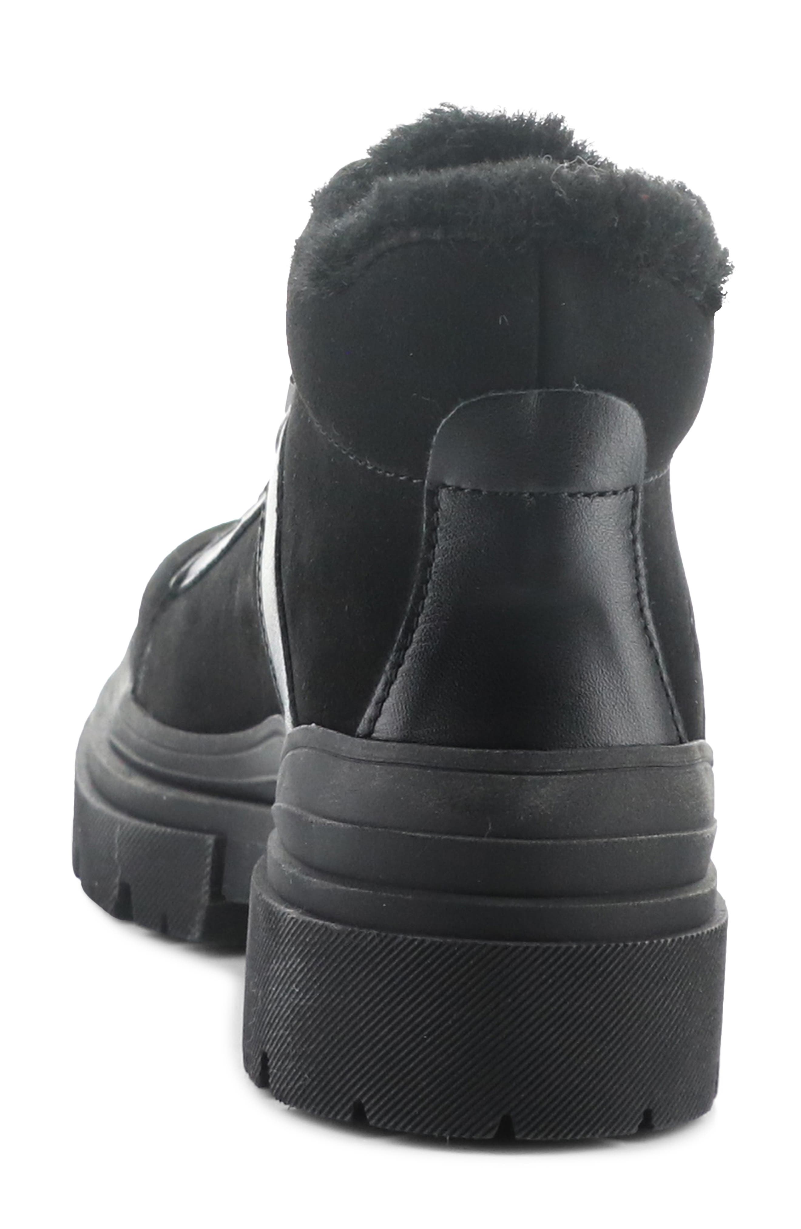 River Waterproof Platform Ankle Boot, Alternate, color, BLACK SUEDE/ MURTA FAUX FUR