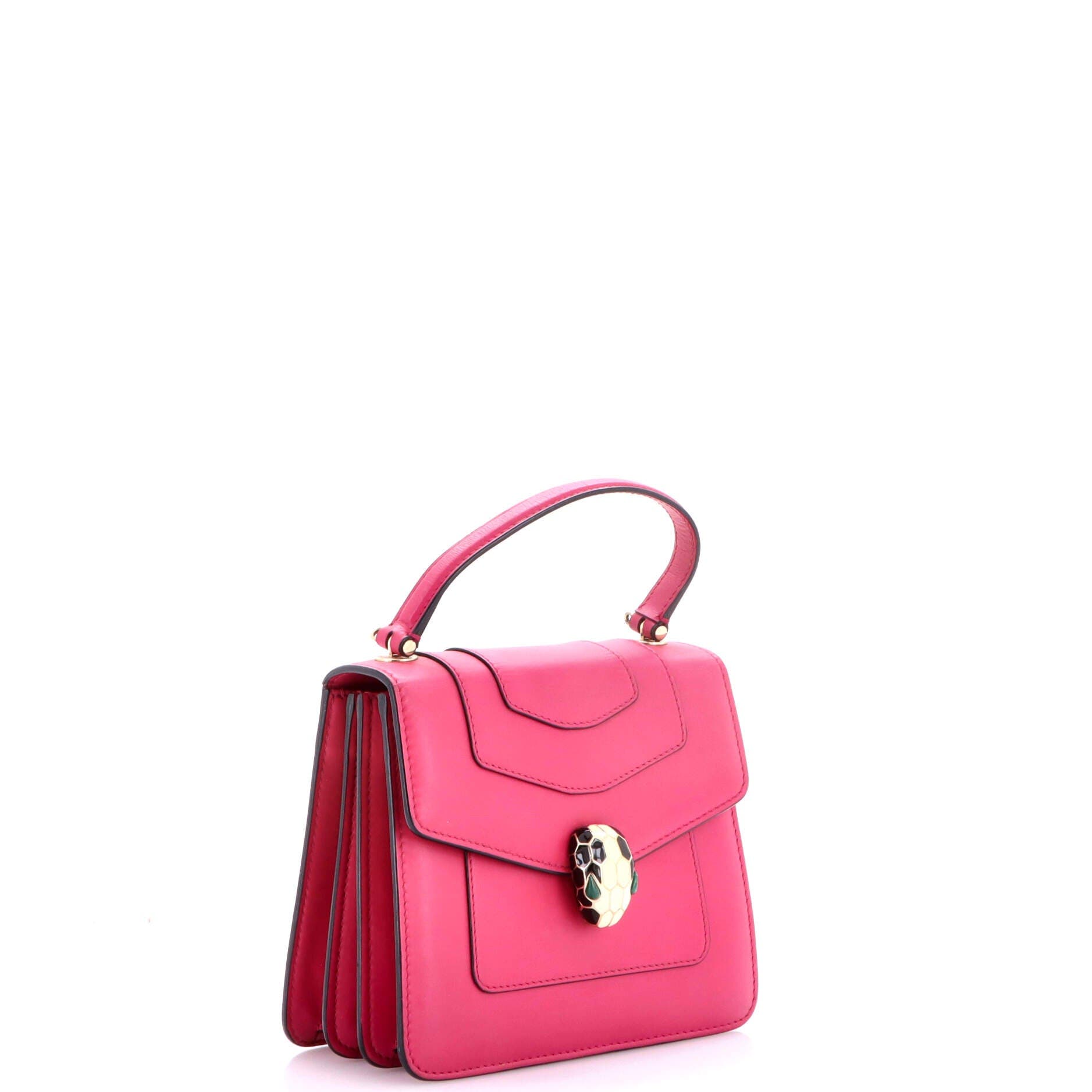 Serpenti Forever Top Handle Bag Leather Small, Alternate, color, Pink
