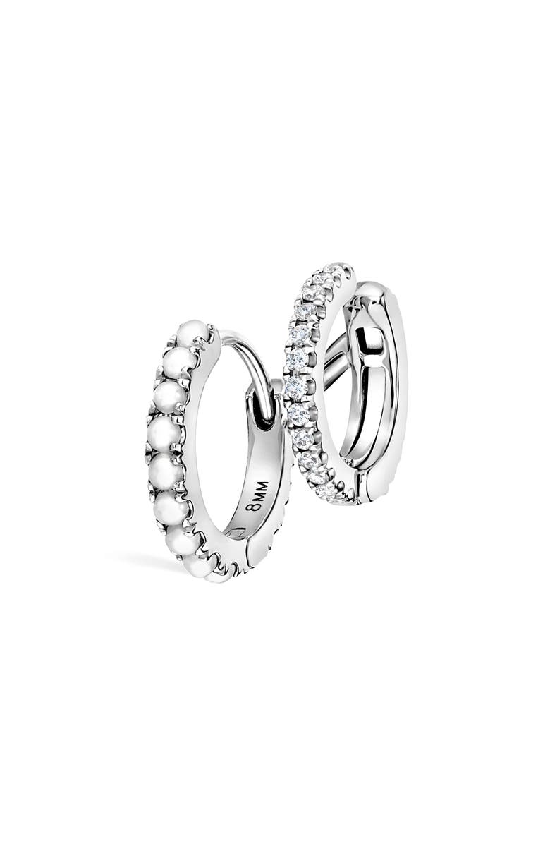 MARIA TASH Pearl & Diamond Double Eternity Linked Hoop Earring & Cuff, Main, color, White Gold