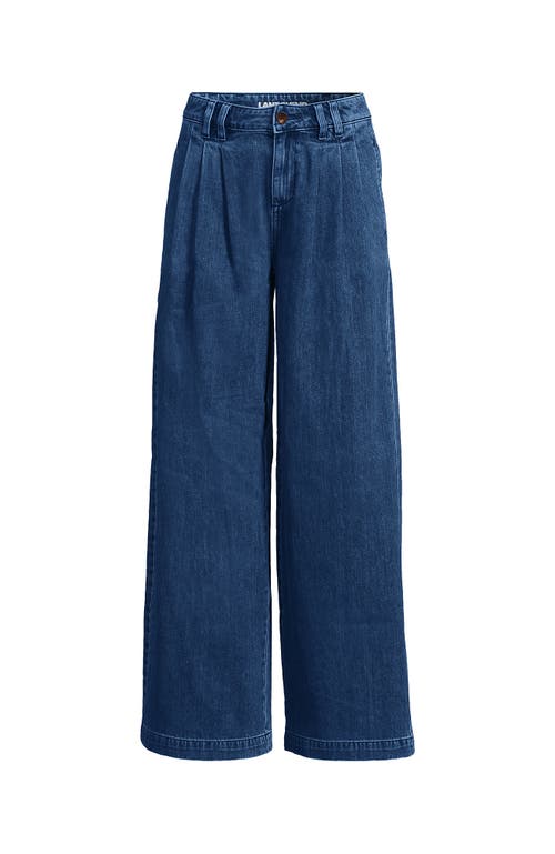 LANDS' END LANDS' END LIGHTWEIGHT DENIM MID RISE PLEATED SLOUCHY JEANS