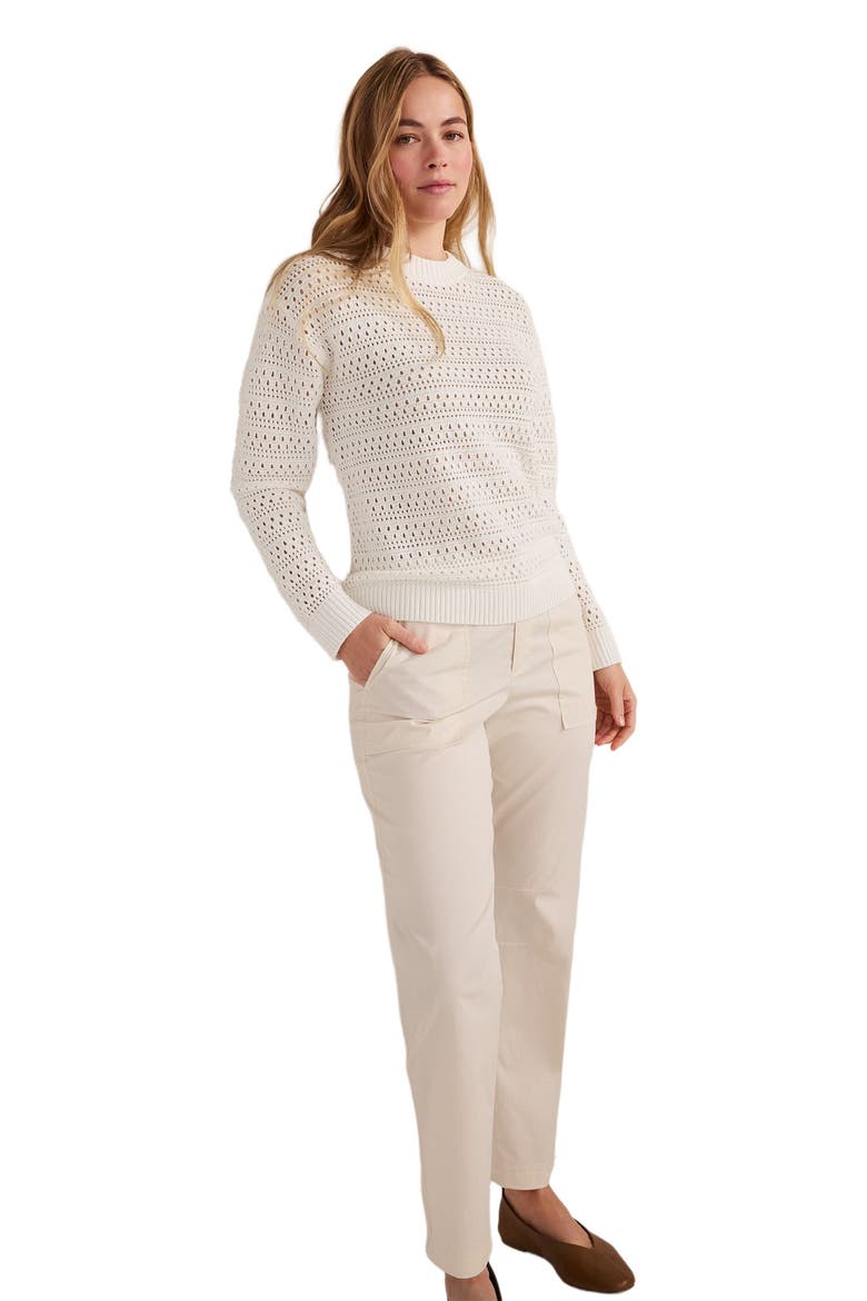 Cotton Linen Stitched Crewneck, Main, color, Ivory