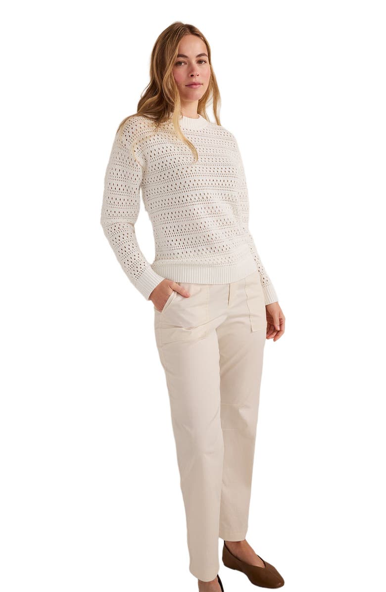 Haven Well Within Cotton Linen Stitched Crewneck, Main, color, Ivory