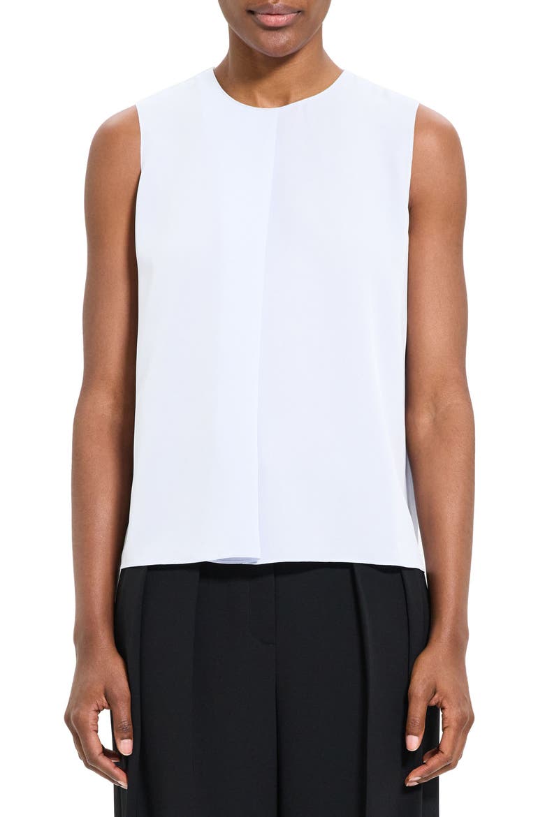 Flap Detail Sleeveless Silk Shell, Main, color, ICE