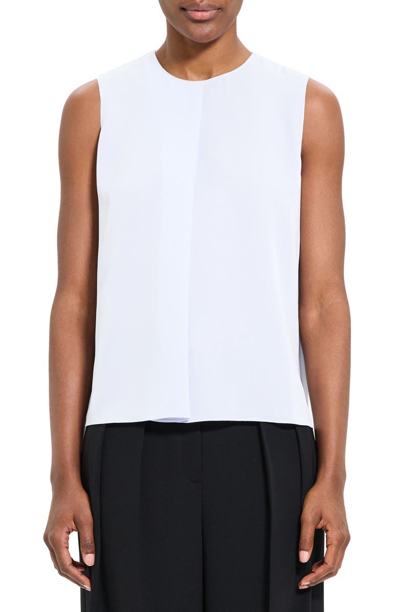 Theory Flap Detail Sleeveless Silk Shell, Main, color,