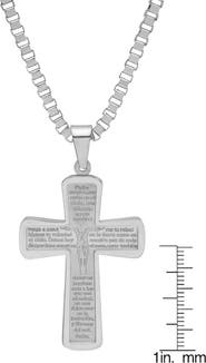 STEELTIME Men's Spanish Lord's Prayer Cross Pendant Necklace