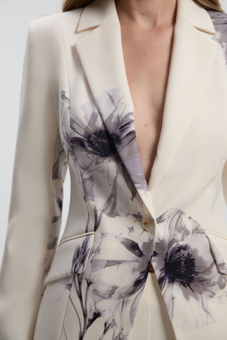 Floral Crepe Single Breasted Blazer, Alternate, color, Multi