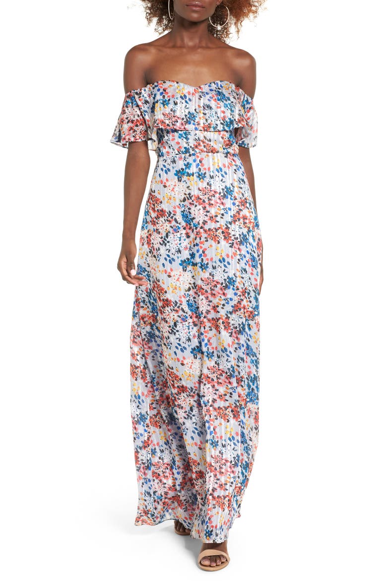 Beth Off the Shoulder Maxi Dress, Main, color, PAINTED FLORAL