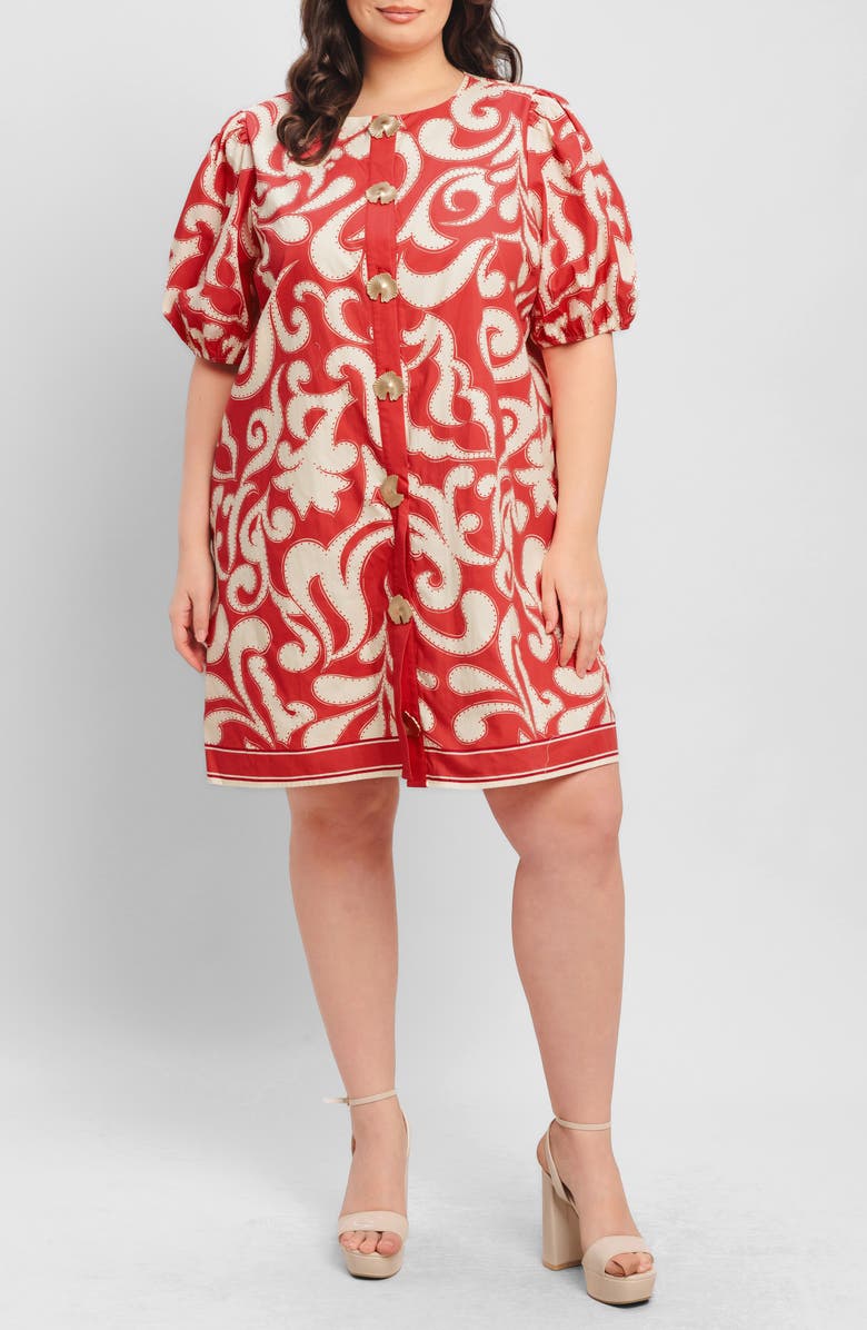 FLYING TOMATO Print Cotton Minidress, Main, color, Red/ Ivory
