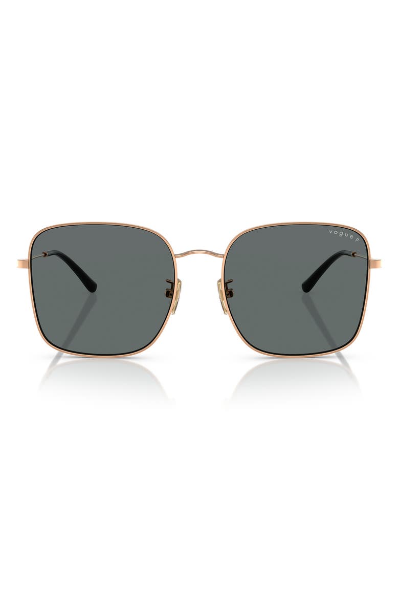 VOGUE 57mm Square Sunglasses, Main, color, Rose Gold Polarized