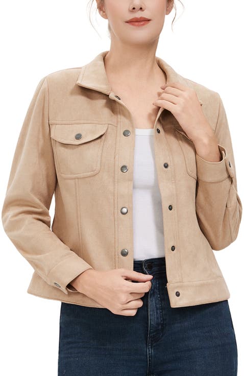 Women's Faux Suede Trucker Jacket